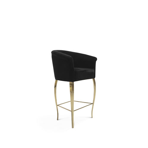 Contemporary bar chair - MIMI  - KOKET Love Happens - indoor / velvet / polished brass base