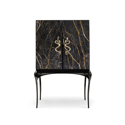 Contemporary bar cabinet - INDIA PORT LAURENT - KOKET Love Happens - marble / custom / black