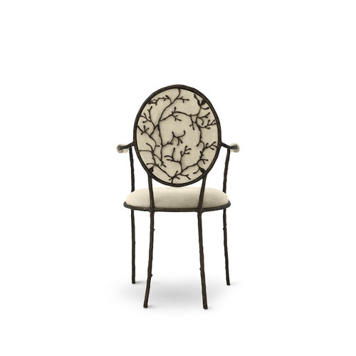Contemporary dining chair - ENCHANTED ARM - KOKET Love Happens - indoor / velvet / brass base