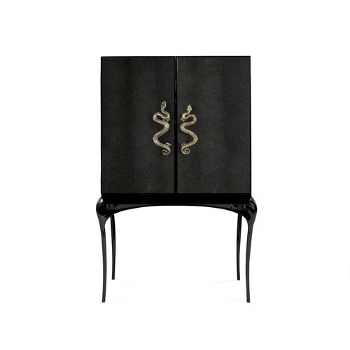 Commercial bar cabinet - INDIA - KOKET Love Happens - contemporary / glossy lacquered wood / leather