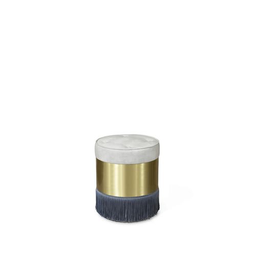 Traditional pouf - OLIVIA - KOKET Love Happens - fabric / brass / round