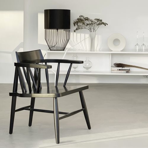 Contemporary armchair - R&B2 - Branca-Lisboa - ash / stained wood / white