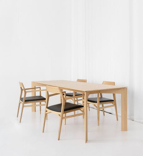 Contemporary dining table - ARCH - Branca-Lisboa - oak / walnut / oak base