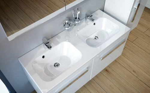 Built-in washbasin - CHROME 1200 - RAVAK - composite / with adjustable mirror / double