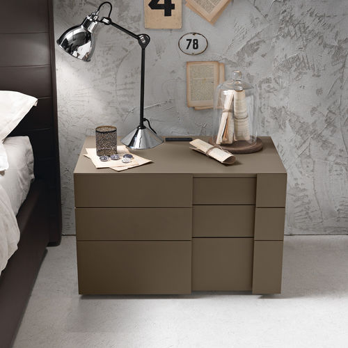 Contemporary bedside table - Inside - Presotto - wooden / leather / fabric