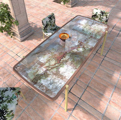 Contemporary dining table - Antares  - Presotto - wooden / glass / metal base