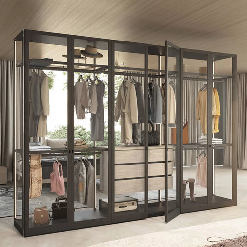 Contemporary wardrobe - Scena - Presotto - glass / with swing doors