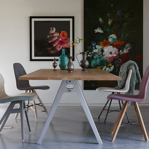 Contemporary table - JANE - Spoinq - teak / natural oak / HPL