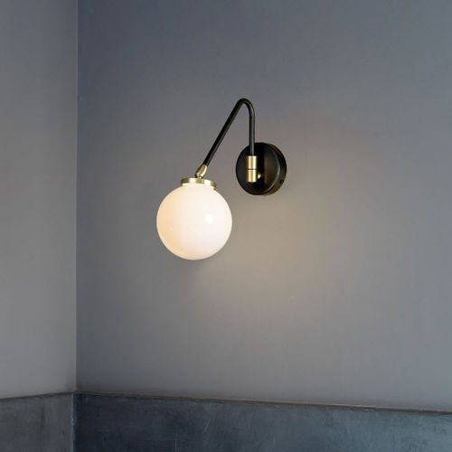 Contemporary wall light - ARRAY SINGLE - cto lighting - indoor / brass / opalescent glass