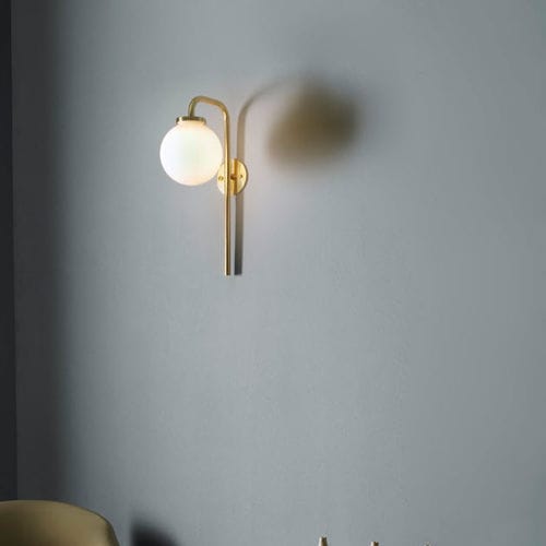 Contemporary wall light - BIG BULB OPAL - cto lighting - indoor / polished brass / opalescent glass
