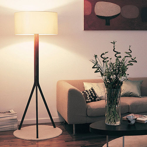 Floor-standing lamp - TRICO  - cto lighting - silk / walnut / contemporary