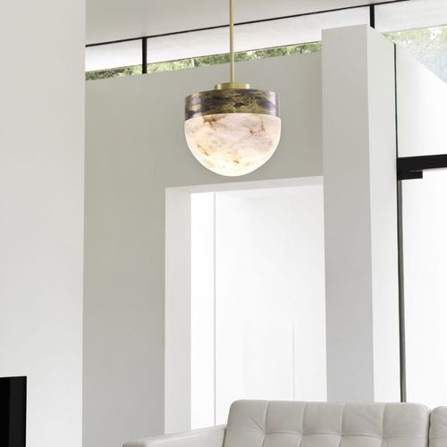 Pendant lamp - LUCID - cto lighting - brass / alabaster / contemporary
