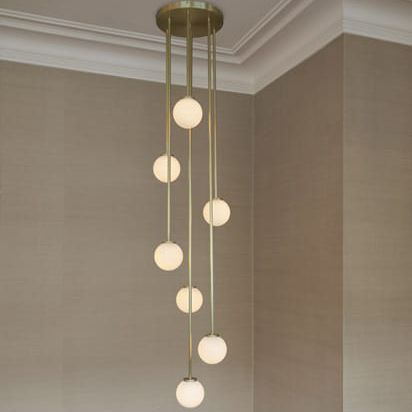 Contemporary chandelier - MEZZO CLUSTER - cto lighting - opalescent glass / brass / LED
