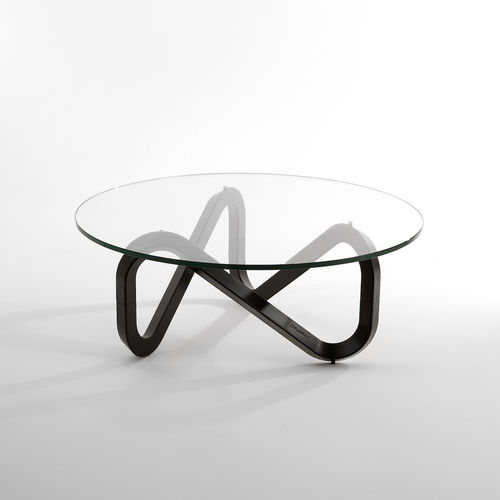 Contemporary coffee table - LIBRA - Kubikoff - wooden / glass / wooden base