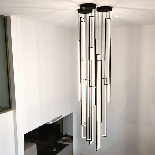 Contemporary chandelier - CASCADE MIRÉ – 12 - CINIER - steel / sculptural / rectangular