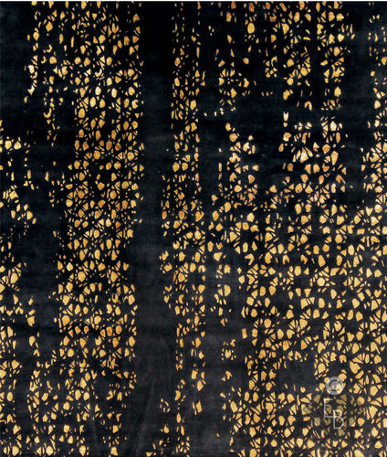 Silk rug - RAIN DROP STAMP EBONY - Edition Bougainville - contemporary / patterned / hemp