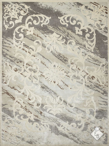 Silk rug - BOYCEAU MARBLE CAJUN - Edition Bougainville - traditional / Baroque motif / hemp