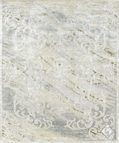 Silk rug - BOYCEAU MARBLE BRASS - Edition Bougainville - traditional / patterned / hemp