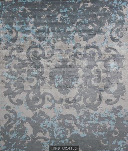 Traditional rug - TRIANON SFUMATO AZURIN - Edition Bougainville - patterned / hemp / PET
