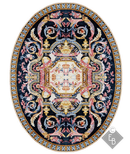 Traditional rug - FONTAINEBLEAU STANDARD - Edition Bougainville - floral pattern / PET / wool