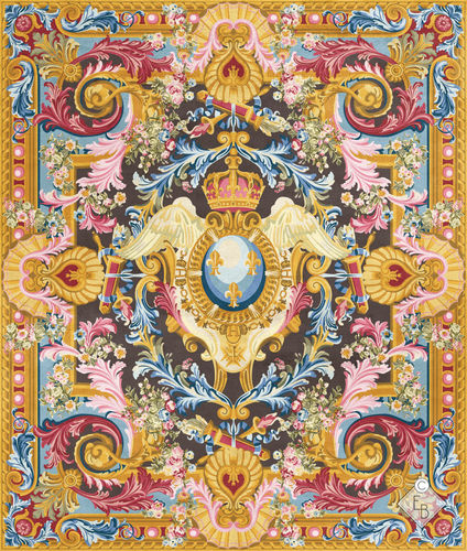 Traditional rug - LYSANDRE STANDARD - Edition Bougainville - floral pattern / PET / wool