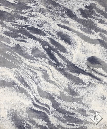 Contemporary rug - VELOUR NAVY - Edition Bougainville - patterned / wool / vegetal silk