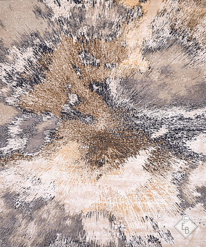 Abstract motif rug - PHENOMENA BLAZE - Edition Bougainville - hemp / silk / leather