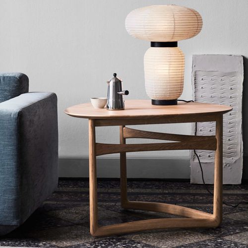 Contemporary side table - DROP LEAF - Andtradition - solid wood / solid wood base / triangular