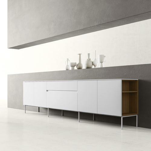 Contemporary sideboard - ZALF spa - walnut / painted metal / with shelf