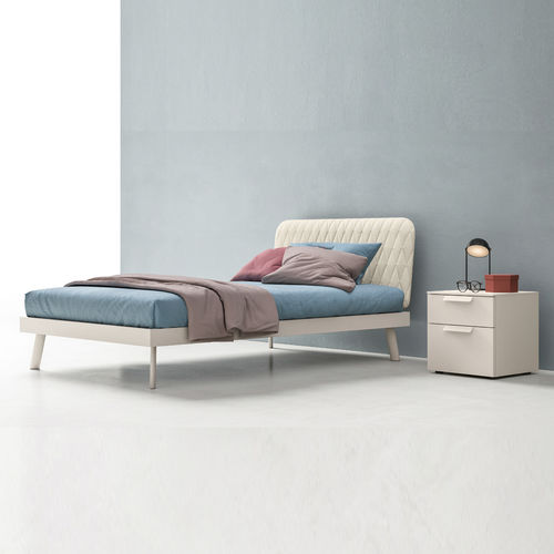Single bed - WING - ZALF spa - contemporary / with upholstered headboard / with leather headboard