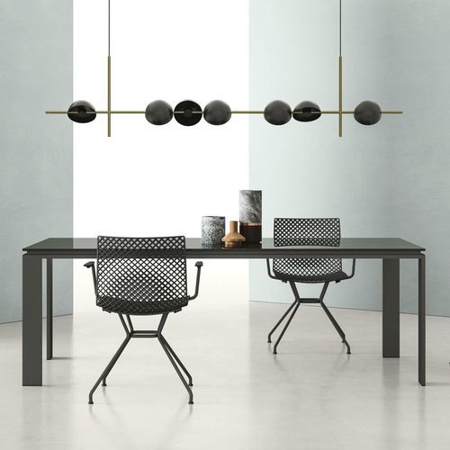 Contemporary table - ANGOLO / FULLER - ZALF spa - glass / melamine / metal base