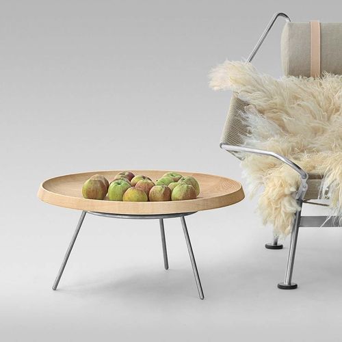 Contemporary side table - pp586  - PP MØBLER - ash / cherrywood / metal base