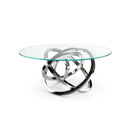 Original design dining table - Perseo - Barberini & Gunnell - tempered glass / crystal / stainless steel base