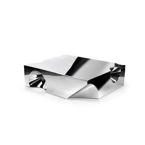 Original design coffee table - Get Lost! - Barberini & Gunnell - polished stainless steel / stainless steel base / rectangular