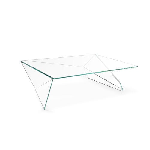 Original design coffee table - Origami - Barberini & Gunnell - glass / glass base / rectangular
