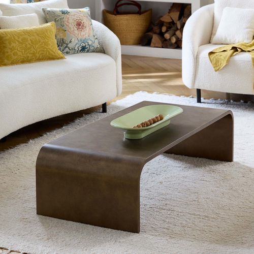 Contemporary coffee table - TALIKA - MADURA - brushed brass / brushed brass base / rectangular