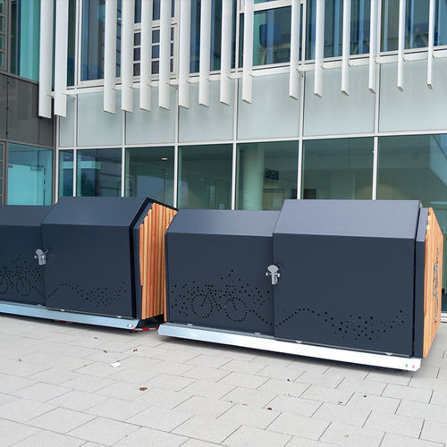 Secure cycle shelter - MULTI’V - CITYNOX - recyclable / wooden / galvanised steel