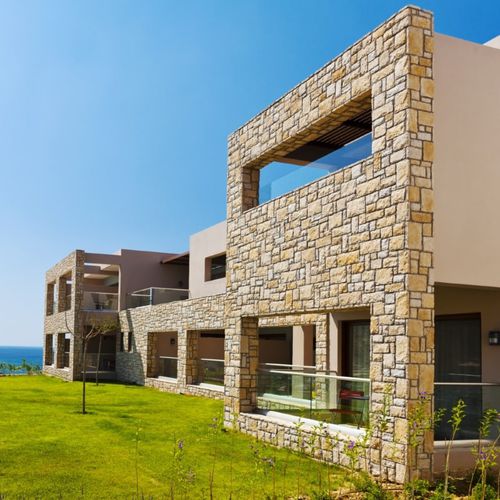 Concrete wall cladding - CLASSIC : TUSCANY CHAMPAGNE - Mathios SA - exterior / interior / textured