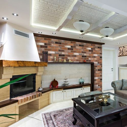 Decorative cladding brick - MASTERBRICK COPPER - Mathios SA - concrete / exterior / interior
