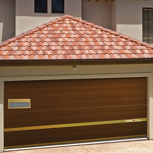 Sectional garage door - Classic style - KOPRON - wooden / automatic / semi-glazed