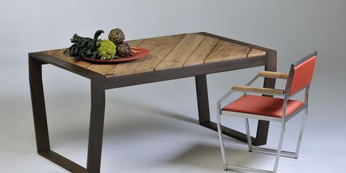 Contemporary dining table - OSCAR MOUNTAIN - Lgtek coperture - ipe / COR-TEN® steel / powder-coated steel