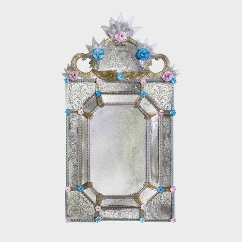 Wall-mounted mirror - TRIONFO - Sogni di Cristallo - venetian style / rectangular / Venetian glass