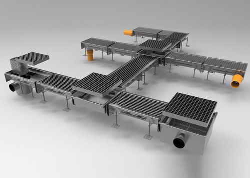 Drainage channel with grating - M200 - fratelli malin srl - steel grate / for public spaces / for heavy traffic