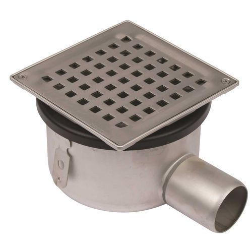 Stainless steel floor drain - 110.300.050 - fratelli malin srl - for public spaces / grated / with horizontal outlet