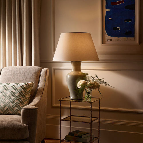 Table lamp - FISHTAIL VASE - VAUGHAN - linen / ceramic / contemporary