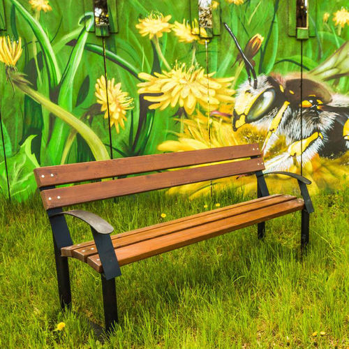 Contemporary public bench - CARACAS - KRONEMAG MILLENIUM srl - wooden / metal / with backrest