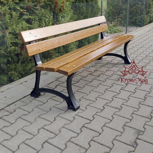 Traditional garden bench - DAVOS 2 - KRONEMAG MILLENIUM srl - wrought iron / wooden / with backrest