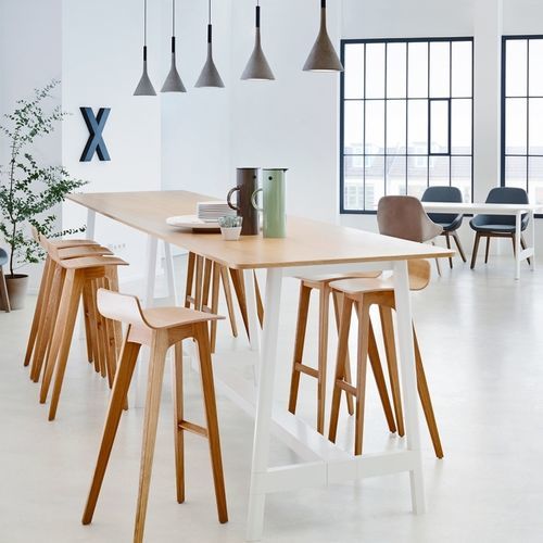Contemporary table - DOCKS  - Ophelis - wooden / melamine / metal base