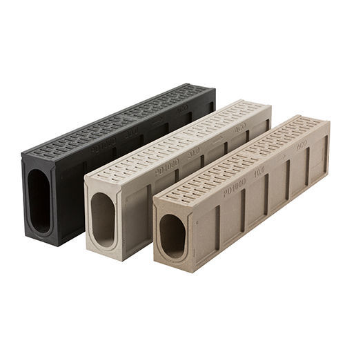 Drainage channel with grating - MonoDrain - ACO Building Drainage - concrete / for public spaces / black