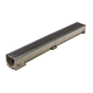 Drainage channel with grating - RainDrain B 125 - ACO Building Drainage - side-slotted / polymer concrete / cast iron grate